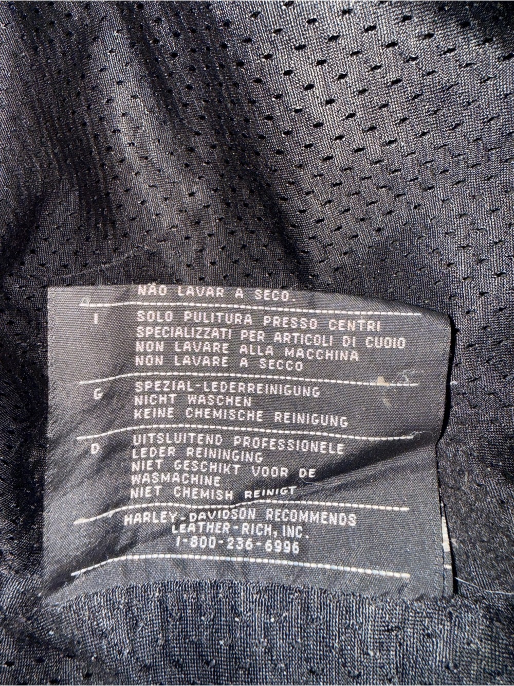 Harley-Davidson Black Leather Bomber Jacket with Gold Logo - Picture 8 of 13